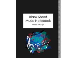 Livro Blank Sheet Music Notebook 100 Large Pages 12 Stave Music Manuscript Paper for Musicians de Guitar Nation (Inglês)