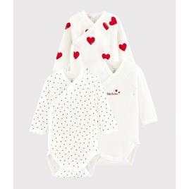 Petit Bateau Lote de 3 bodies com abertura cruzada, 0-12 meses