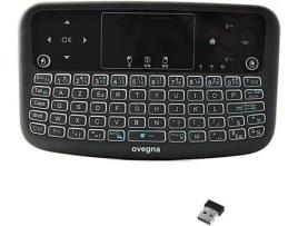 Mini Teclado Wireless Azerty Wireless 2.4Ghz Touchpad Bateria Recarregável Retroiluminado 3 Cores para Smart Tv Pc Mini Pc Mac Ras OVEGNA A3