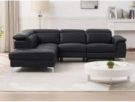 Sofá de canto esquerdo com reclinação eléctrica em couro preto Fusino Fusino LINEA SOFA (76 x 263 x 218 cm)