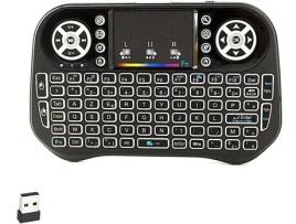 Mini Teclado Azerty Sem Fios 2 4 Ghz Touchpad Bateria Recarregável Retroiluminação 7 Cores para Smart Tv Pc Mini Pc Mac Raspberr OVEGNA I12