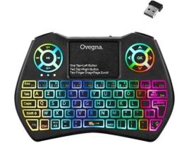 Mini Teclado Sem Fios Azerty Sem Fios 2.4Ghz Touchpad Bateria Recarregável Retroiluminação Rgb para Smart Tv Pc Mini Pc Mac Rasp OVEGNA I9