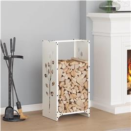 vidaXL Suporte para lenha 40x30x80 cm aço laminado a frio branco