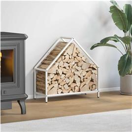 vidaXL Suporte para lenha 60x25x60 cm aço laminado a frio branco