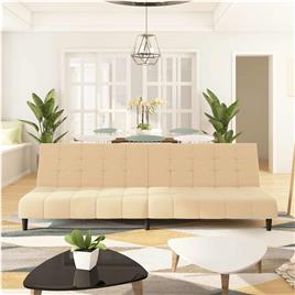 vidaXL Sofá-cama de 2 lugares veludo cor creme