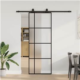 vidaXL Porta deslizante c/ conj. ferragens 76x205cm vidro ESG preto
