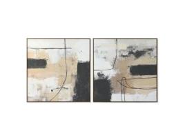 Pintura HOME ESPRIT Preto Dourado Abstrato Urbana 100 x 4 x 100 cm (2 Unidades)