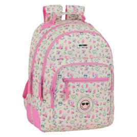 Mochila Escolar  World Garden Branco Cor de Rosa