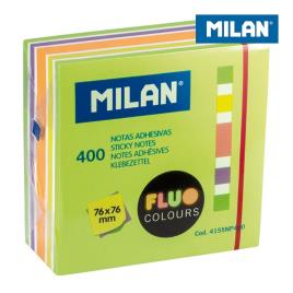 BLOQUE 400 NOTAS ADESIVAS CORES FLUOR 76X76 MM 