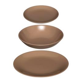 LOUÇA 18  PEÇAS COR CASTANHO CINZENTO