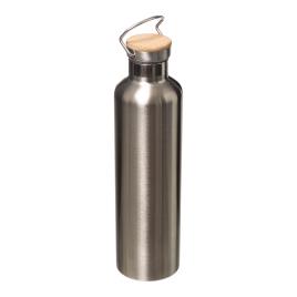 GARRAFA TÉRMICA DUPLA PAREDE DE INOX COM TAMPA DE BAMBU 1LT 30.5X8.4CM