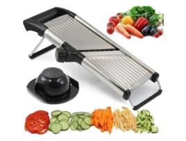 Mandolina de Cozinha Profissional - Mandolina de Legumes Ajustável em Aço Inoxidável Multifuncional com Pé Antiderrapante Dobrável