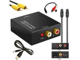 Adaptador Conversor de Áudio Juce R/L com Prozor Optical DAC Digital SPDIF TosLink para Cabo Analógico OUTUOTWQ