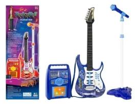 Guitarra elétrica infantil com microfone, amplificador e tripé – Azul