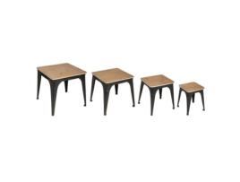 Mesa lateral - PARIS PRIX - Torof - 48cm - Metal - Preto e Natural - Design contemporâneo