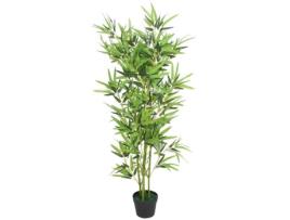 Planta Artificial Decoração Interior Jardim com Vaso de Bambu 120 cm Verde OVONNI
