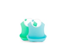 2 Babetes de Silicone Azul e Verde Twistshake