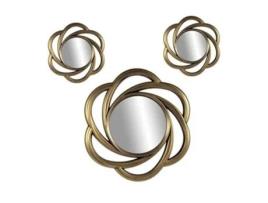 Conjunto de 3 espelhos de parede decorativos dourados antigos 20-35 cm 836855