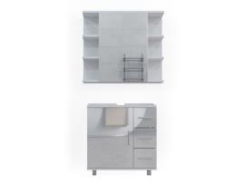 Conjunto de móveis de banheiro Vicco Ilias, branco alto brilho, 2 peças