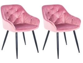 Conjunto de 2 cadeiras de jantar Cassis veludo rosa/veludo CLP