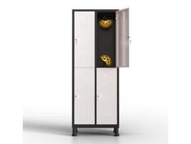 Cacifo Metálico com 4 Portas 180X65X40 Cm para a Sua Oficina Ou Escritório Cacifo Metálico com Fechadura Branco/Preto TWINTHINK