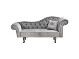 Chaise longue à direita BELIANI Lattes de Veludo Cinzento 192x59x81