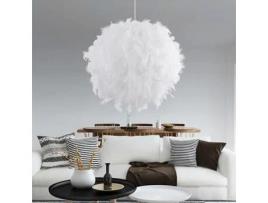 Candeeiro Bola Pena 40 cm - - Branco - E27 - Estilo Simples - Decoração de Quarto TOMTOP