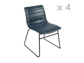 Cadeiras industriais Brooklyn - Conjunto de 4 - Azul - Metal e PVC