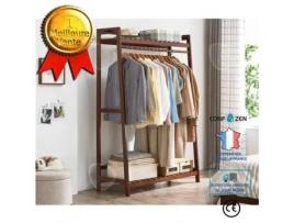 Cabide de madeira maciça cabide independente para quarto de solteiro armazenamento de roupas simples cabide marrom cabide de madeira CONFOZEN