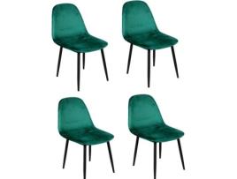 Cadeiras de mesa design de veludo - URBAN LIVING - Conjunto de 4 - Verde - Contemporâneo - Metal