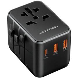Vention FJEB0 Carregador de parede universal/ Tomada universal/ 1xUSB Tipo-C/ 2xUSB/ 65W