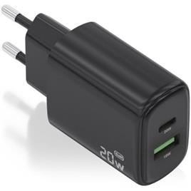Carregador de parede Aisens A110-0910 GaN/ 1xUSB Tipo-C/ 1xUSB/ 20W/ Preto