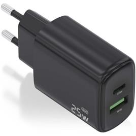 Carregador de parede Aisens A110-0912 GaN/ 1xUSB Tipo-C/ 1xUSB/ 25W/ Preto