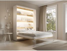 Cama embutida RAPILI VENTE-UNIQUE Natural claro, Branco 160x200 cm - Sem colchão - Com sommier