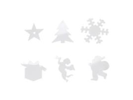 6 caixas com 6 formatos de glitter - branco - de 1,2 a 1,6 cm
