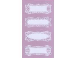 Adesivo de renda - Retângulo - 8 peças - Sementes criativas Brancas