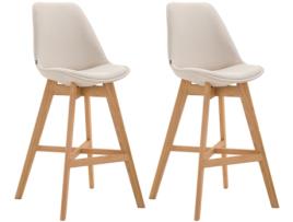 Conjunto de 2 bancos de bar Cannes em tecido creme/natura CLP