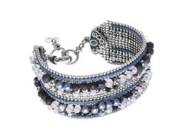 Pulseira de contas tecidas - Franck Herval Bleu - Prata - Mulher - 18 cm - Cristais SWAROVSKI ELEMENTS