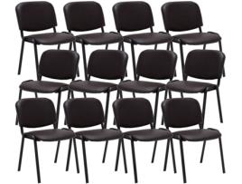 Conjunto de 12 cadeiras de visita Ken em imitação de pele marrom CLP