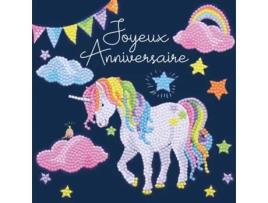 Cartão de Diamante Aniversário Unicórnio 18 X 18 Cm Youdoit CRYSTAL ART