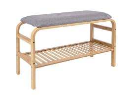 Banco de bambu com almofada em tecido