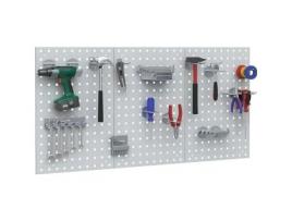 Layout de oficina, painel de parede perfurado, bancada de trabalho, painel de parede de ferramentas, oficina, cinza, conjunto de 2