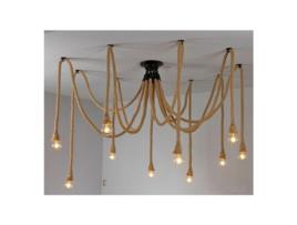 Luminária suspensa retro com corda de cânhamo, estilo industrial CRRYNUO