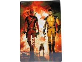 Placa Decorativa Metálica Deadpool Contra Wolverine FRIKIVERSO