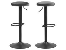 Conjunto de 2 bancos altos Finch - Toilinux - Altura ajustável - Tecido e metal - Cinza e Preto