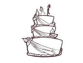 Carimbo de madeira - Bolo de casamento - DTM