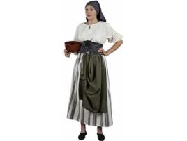 Fato de agricultor medieval verde e branco para mulher