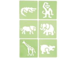 Estêncil de plástico de animais da selva - pacote de 6