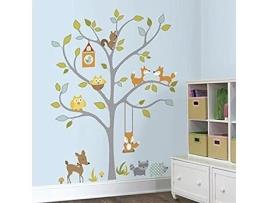 ROOMMATES - Room Mates 54333 Adesivo de parede Vida selvagem em papel de árvore multicolorido 48 x 8 x 8 cm Placas de postes para casa de cozinha