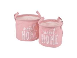conjunto de 2 cestos de armazenamento em lona ø19h16cm/ø22h18cm sweet home pó rosa